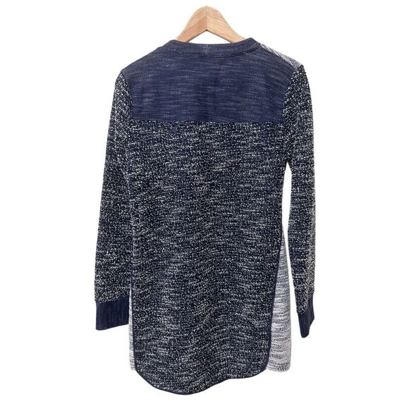 BCBGeneration Colorblock Women Dark Navy White 3d Textured Knit Sweater Dress S - Picture 4 of 13